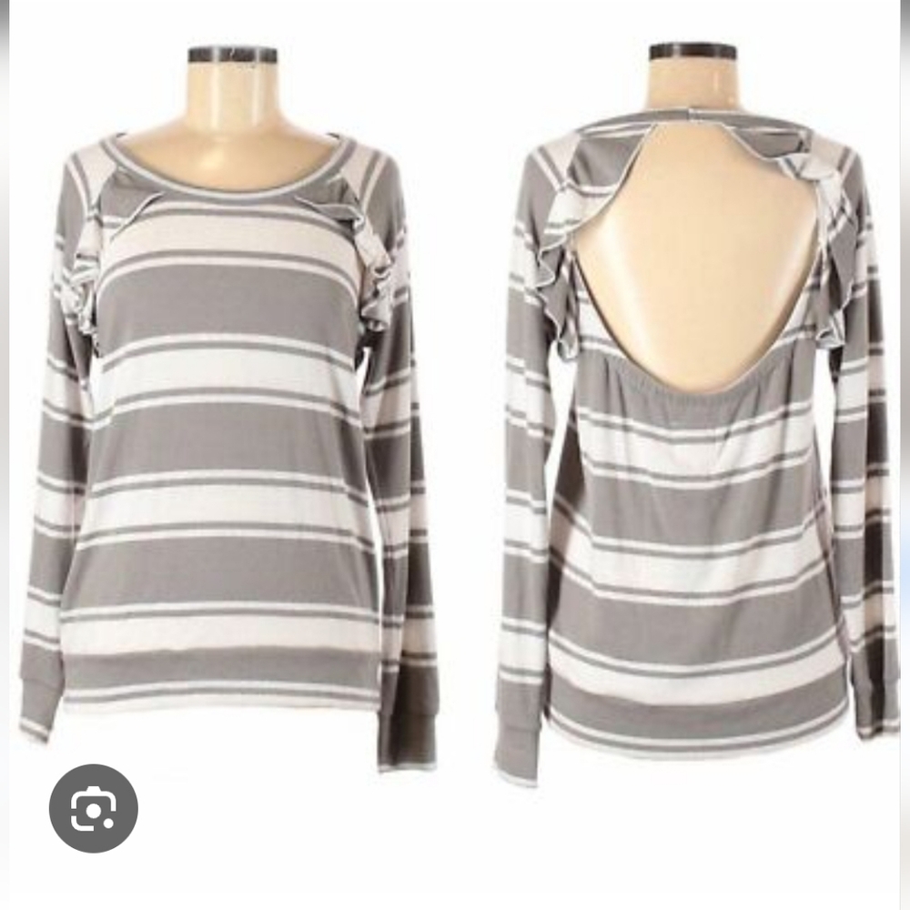 NWT Chaser Striped Open Back Sweater